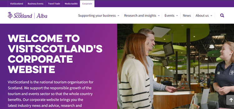 Image of VisitScotland's Corporate Website Homepage